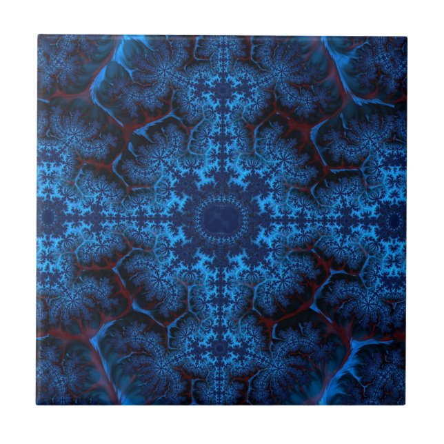 Lacy Blue Filigree Fractal Abstrato Th (Frente)