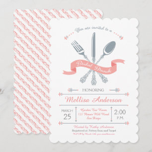 Lacy Fork Knife Spoon Bridal Brunch Convite