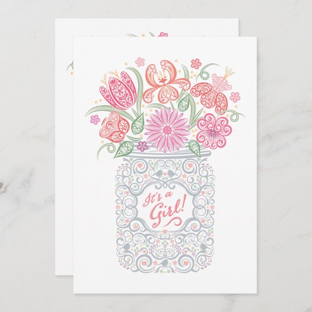 Lacy Mason Jar Chá de fraldas É um Convite para Me (Frente/Verso)