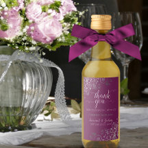 Lacy Silver Cassis Magenta Casamento Obrigado Mini