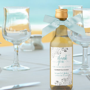 Lacy Silver & Teal sobre Casamento Branco Obrigado