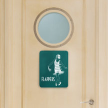 Ladies Room Flapper Peacock Blue Vintage Bathroom