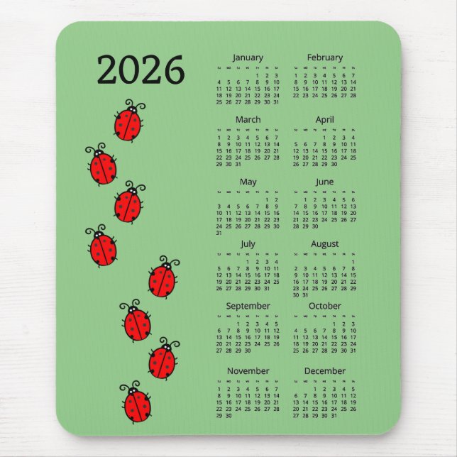 Ladiy Bugs 2026 Calendar Mousepad (Frente)