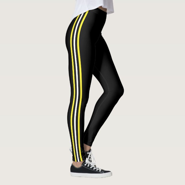 Lado Branco Amarelo Lado Lado Preto Leggings Sua C (Direita)