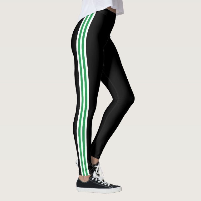 Lado Verde Lado Branco Lado Preto Leggings Suas Co (Direita)