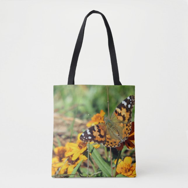 Lady Butterfly pintada no Zinnia Tote Bag (Frente)
