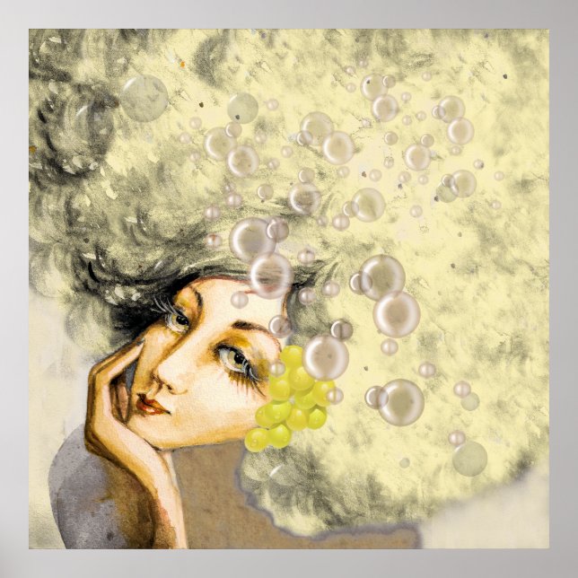 Lady Champagne Art Poster (Frente)