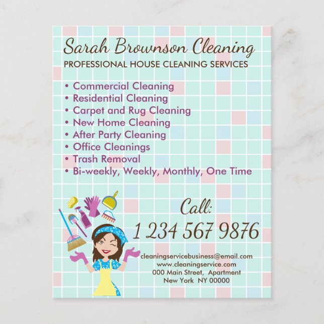 Lady House Keeper Maid Janitorial Clearing Flyer (Frente)