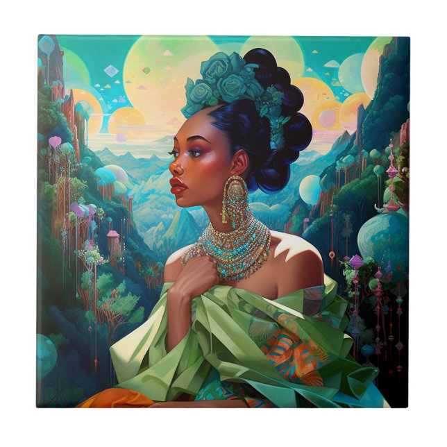 Lady In Surreal World African American Art (Frente)