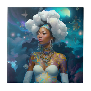 Lady In Surreal World Cosmic African Art