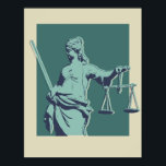 Lady Justice Pop Art Poster<br><div class="desc">Lady Justice - Light Teal,  Black Teal,  e Marinha Pop art poster</div>