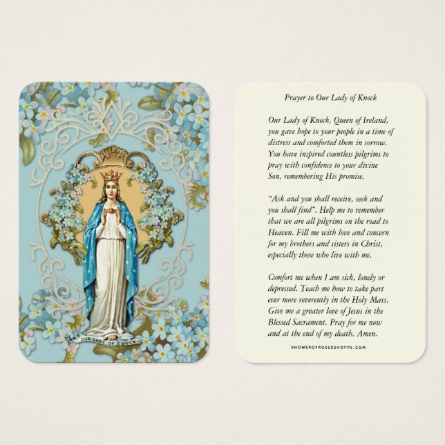 Lady Knock Virgin Mary Prayer Floral (Frente & Verso)