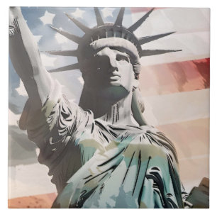 Lady Liberty e a bandeira americana