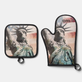 Lady Liberty e o nome personalizado da bandeira am