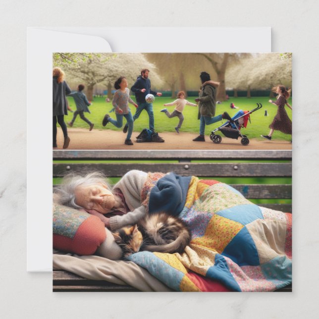 Lady Napping sem-teto em um parque (Frente)