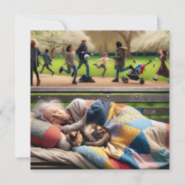 Lady Napping sem-teto em um parque