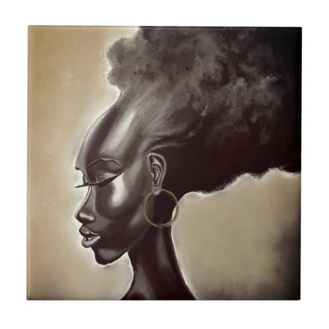 Lady Shy - Mulher Africana Bonito - Pintura (Frente)