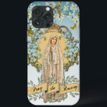 Lady Virgem Fátima Maria Azul Religiosa Floral<br><div class="desc">Apresentando uma bela imagem tradicional católica da Virgem Abençoada Maria,  Nossa Senhora da Fátima com nãos-esqueço azuis e uma faixa de ouro abaixo que diz PRAY O ROSARY.</div>