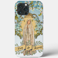 Lady Virgem Fátima Maria Azul Religiosa Floral