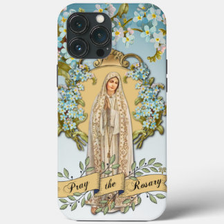 Lady Virgem Fátima Maria Azul Religiosa Floral