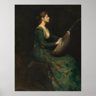 Lady with a Lute - Thomas Dewing Fine Art Poster