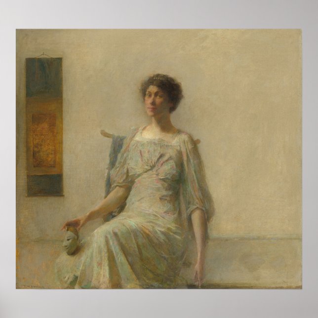 Lady with a Mask - Thomas Dewing Fine Art Poster (Frente)