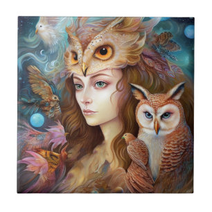 Lady With Owl Surreal Fantasy Art