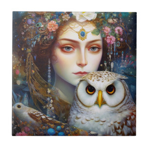 Lady With Owl Surreal Fantasy Art