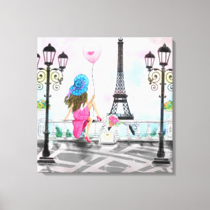 Lady with Pink Balloon Canvas Print - I Love Paris