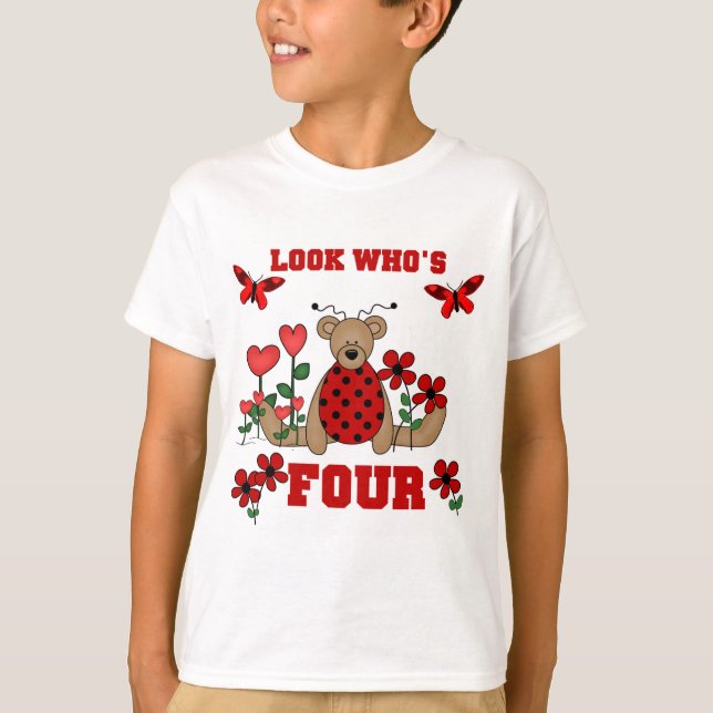 Ladybug Bear 4º Aniversário Camisetas e presentes (Frente)