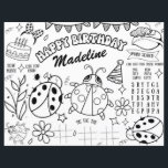Ladybug Coloring Page Birthday Placemat Decor Kids<br><div class="desc">LADYBUG Parabéns PERSONALIZADO Aniversário Feliz Aniversário Imprimível Atividade de Colocação Aniversário Cores de Página de Aniversário de criança Festa de  Jogos de Festas de aniversário</div>
