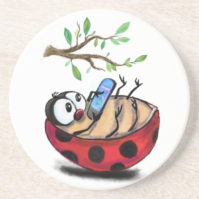 Ladybug com Primavera de Porta copos de Diversão p (Frente)