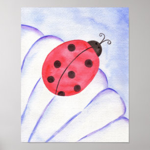 Ladybug Daisy Art Poster