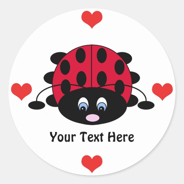 Ladybug fofo personalizado com adesivos de coração (Frente)