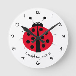 Ladybug Love Girly Divertiu Cartoon Round Relógio