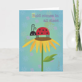 Ladybug no cartão de saudação amarelo da flor