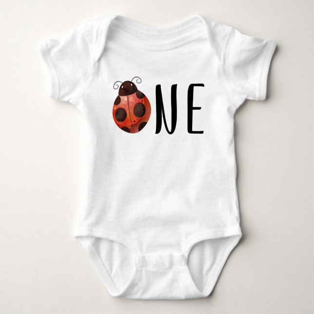 Ladybug Primeira Camisa De Bebê De Aniversário - U (Frente)