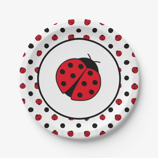 Ladybugs, pratos de papel retrorreflectores (Frente)