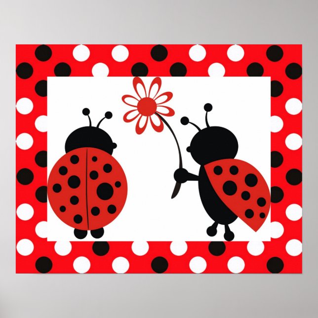 Ladybugs With Flower Poster (Frente)