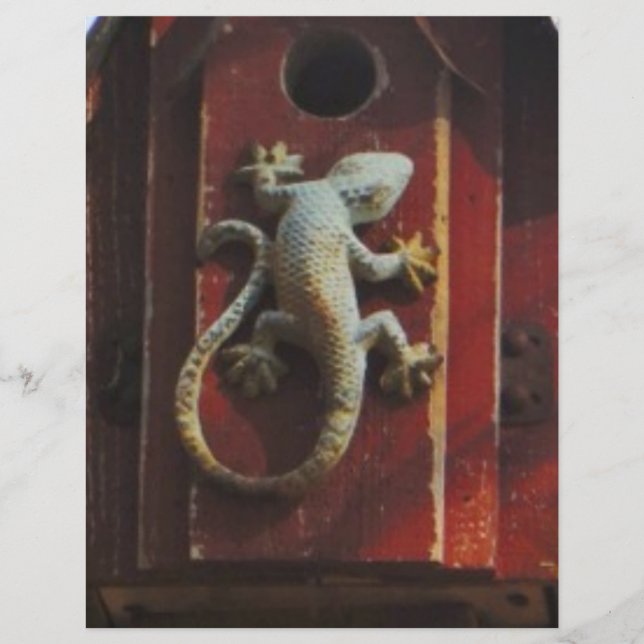 Lagarto-cinza em madeira vestida (Frente)