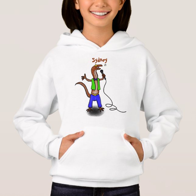 Lagarto engraçado cantando com desenho de microfon (Frente)