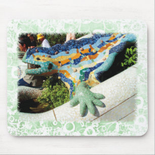 Lagarto Gaudí - mousepad floral verde