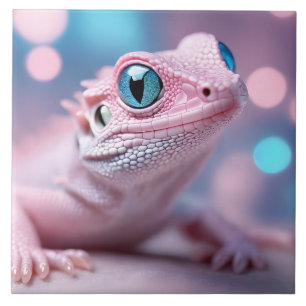 Lagarto Rosa com Olhos Azuis