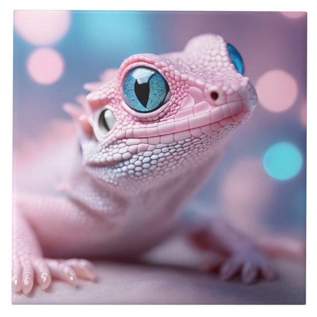 Lagarto Rosa com Olhos Azuis (Frente)