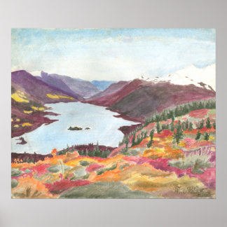 Lago Ártico em Autumn Watercolor: Impressão