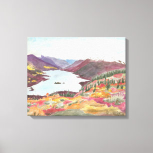 Lago Ártico no outono: Padrão de Canvas de Aquarel