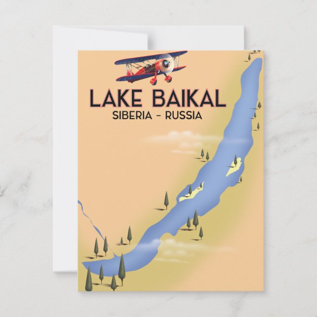 Lago Baikal Sibéria Mapa Russo de posteres de viag (Frente)