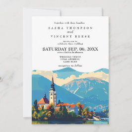 Lago Bled Eslovênia - Retro de Convite Caseiro