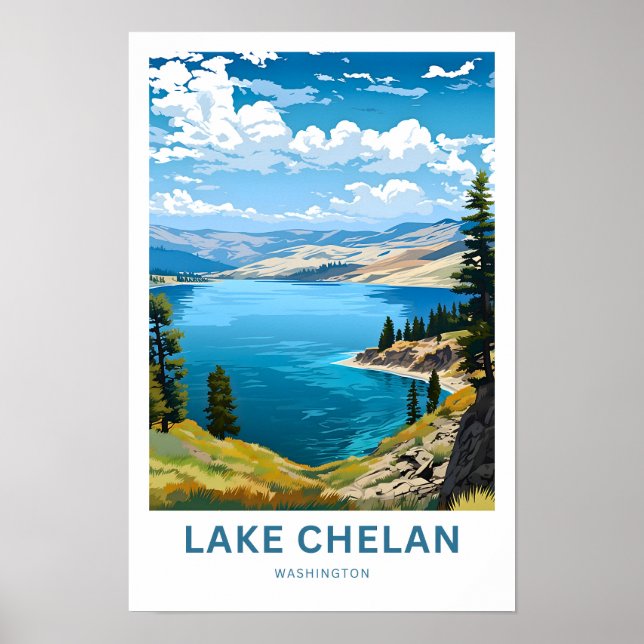 Lago Chelan Washington Viagem Impressão (Frente)