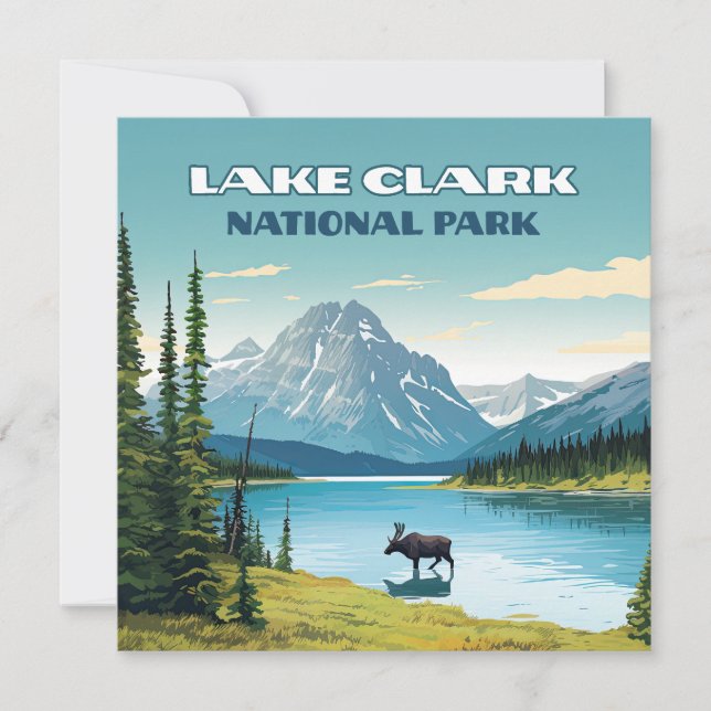 Lago Clark National Park Alaska Vintage Flat Card (Frente)